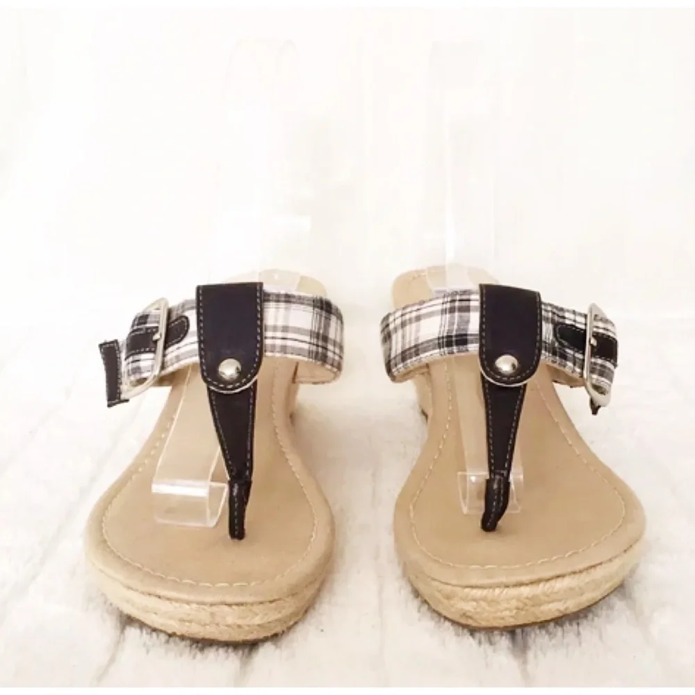 💙 Dexter Plaid Espadrille Wedge Sandals Size 7 Preppy Summer